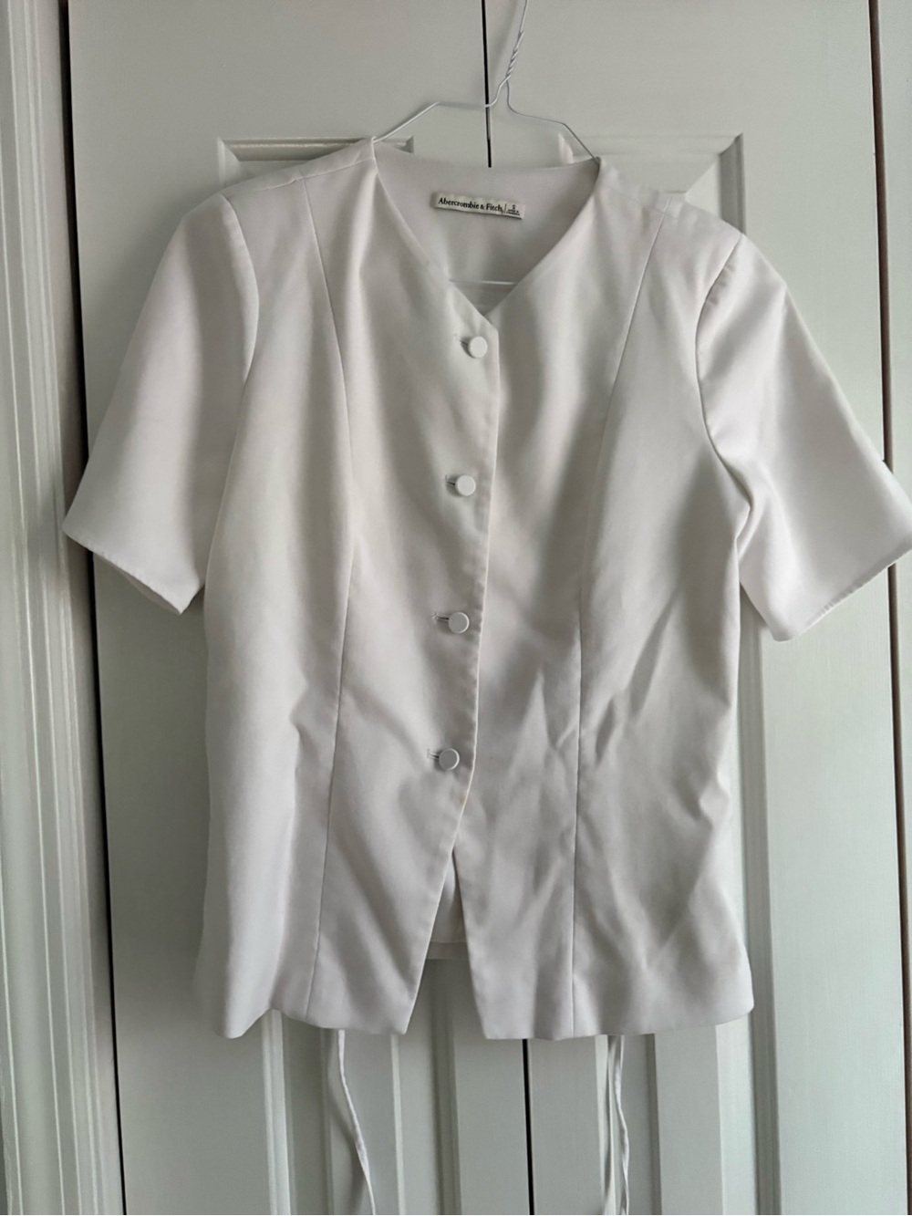 Abercrombie & Fitch White linen Short-Sleeve Button Front Top
